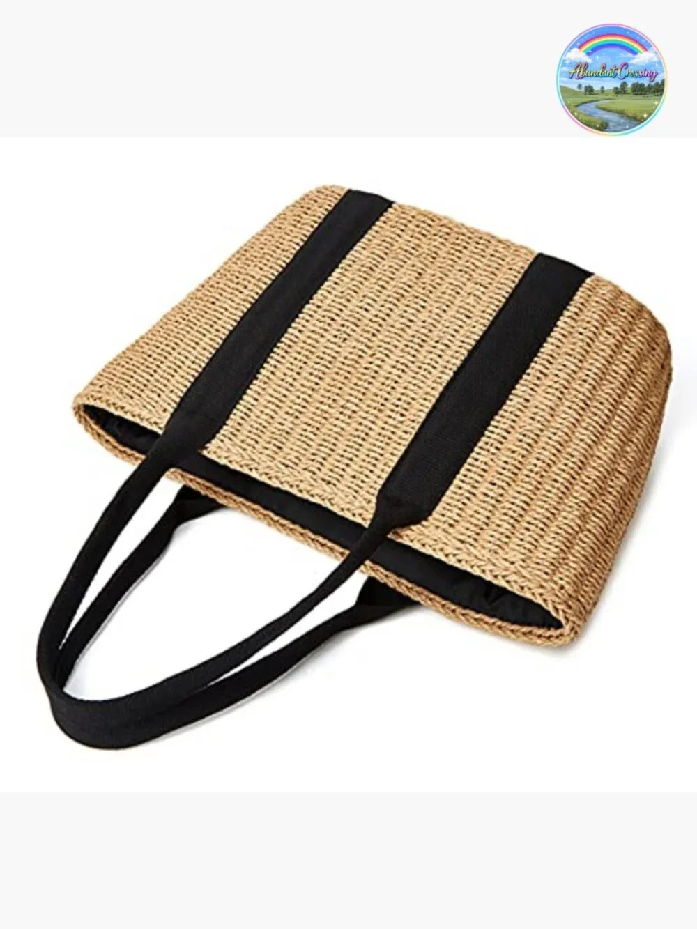 Handwoven Straw Tote Beach Bag Summer Hobo Purse Drawstring Closure